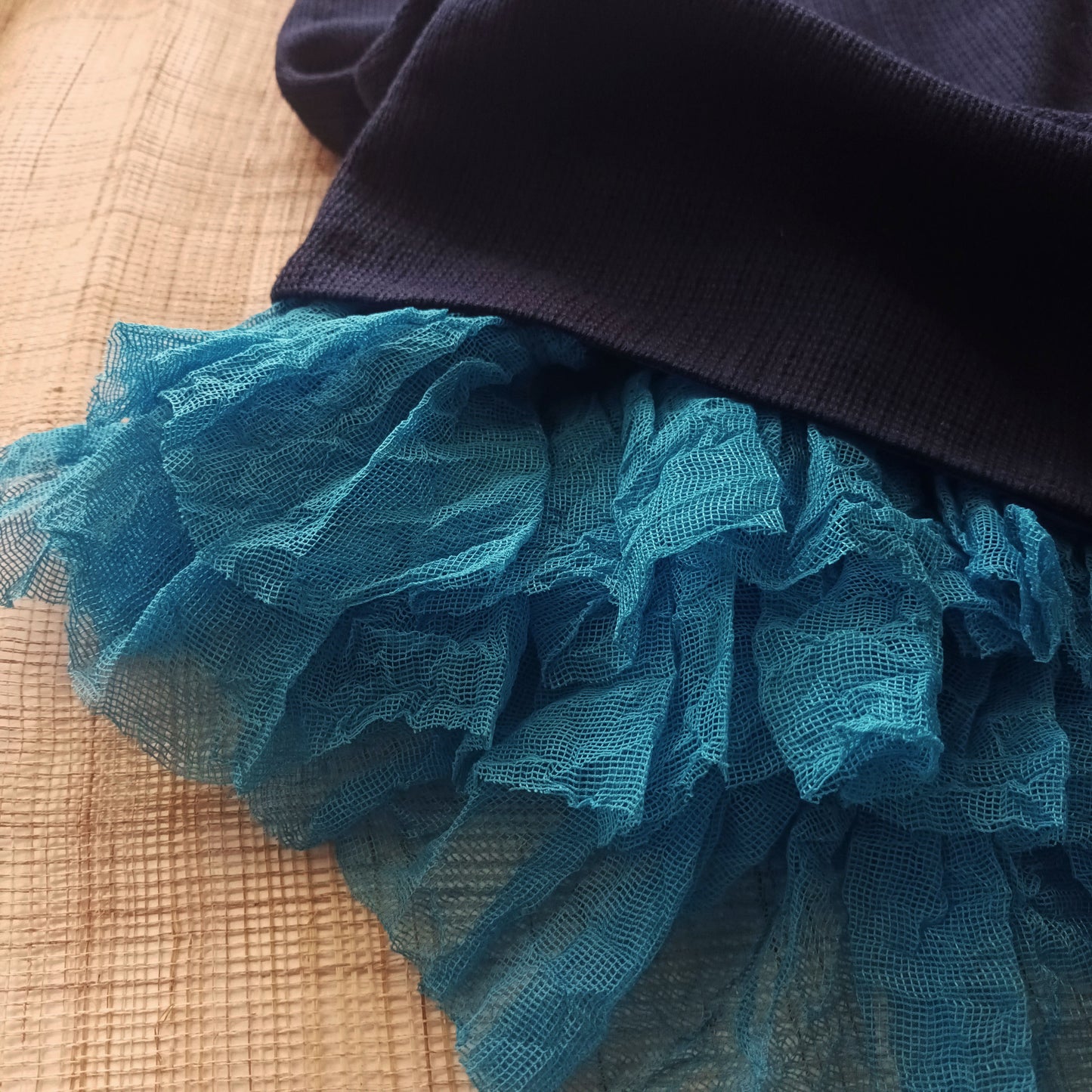 Ruffle hem full lined pencil skirt in Japan cotton spandex