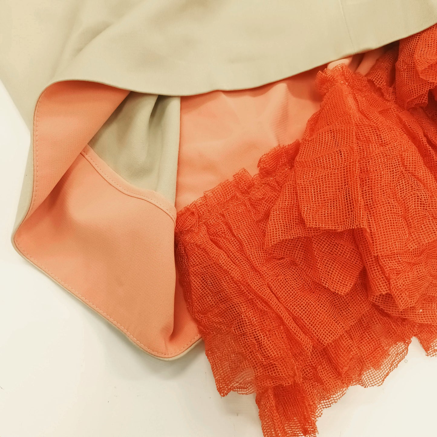 Ruffle hem full lined pencil skirt in Japan wool mix spandex