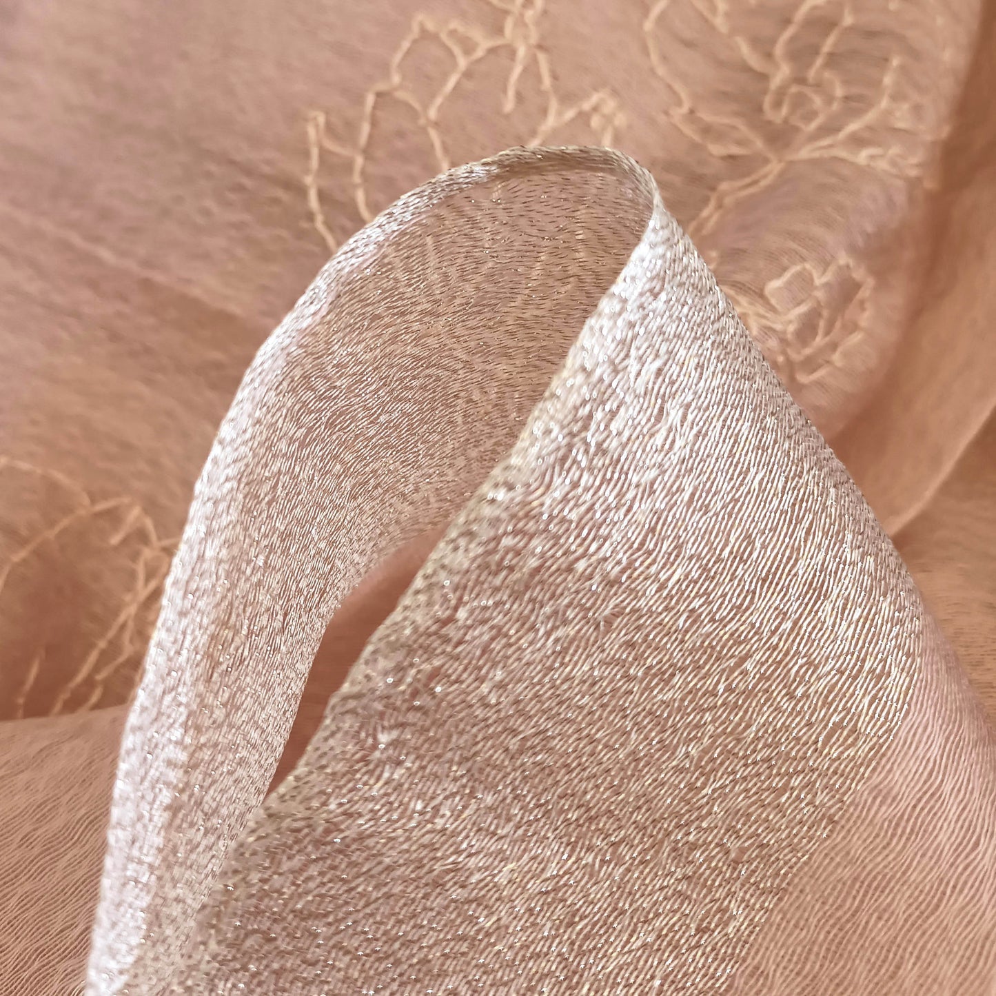 All seasons silk wool hand embroidery Magnolia flowe sheer scarf