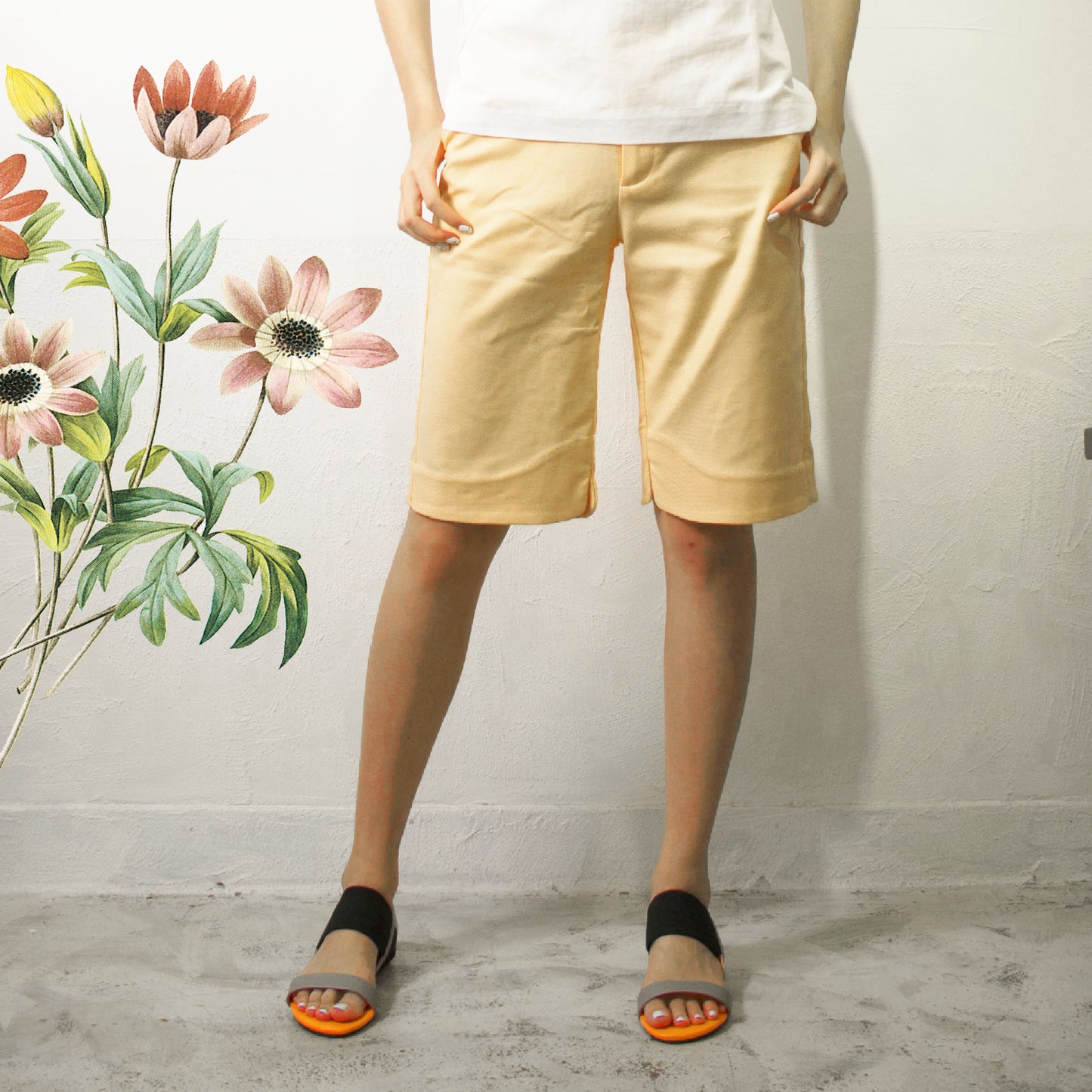 Original sorbet color boyfriend style well-made ladies stretchable casual shorts