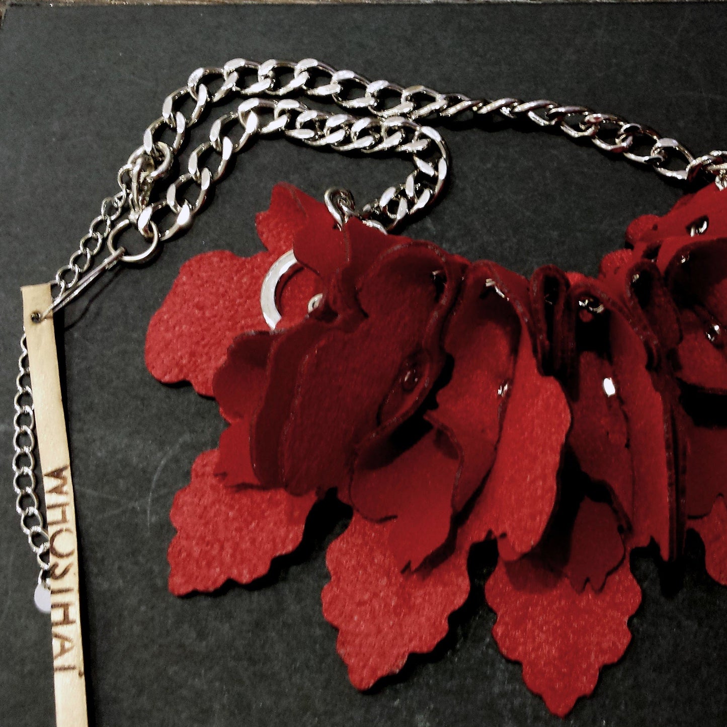 Original handmade flower petal micro fiber suede necklace