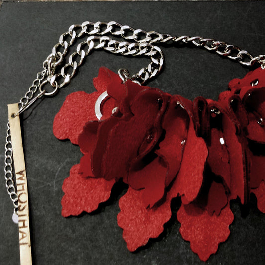 Original handmade flower petal micro fiber suede necklace