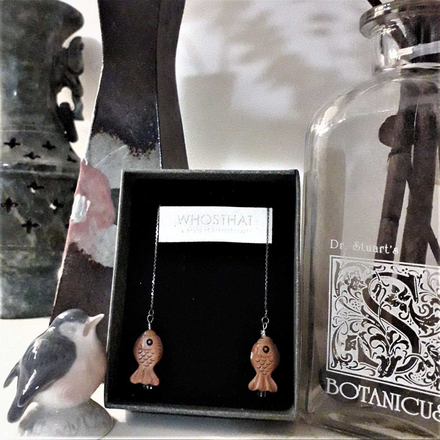 Peach wood 925 silver platinum plated earrings collection