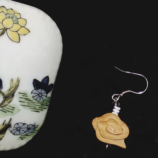 Peach wood Auspicious Cloud 925 silver earrings