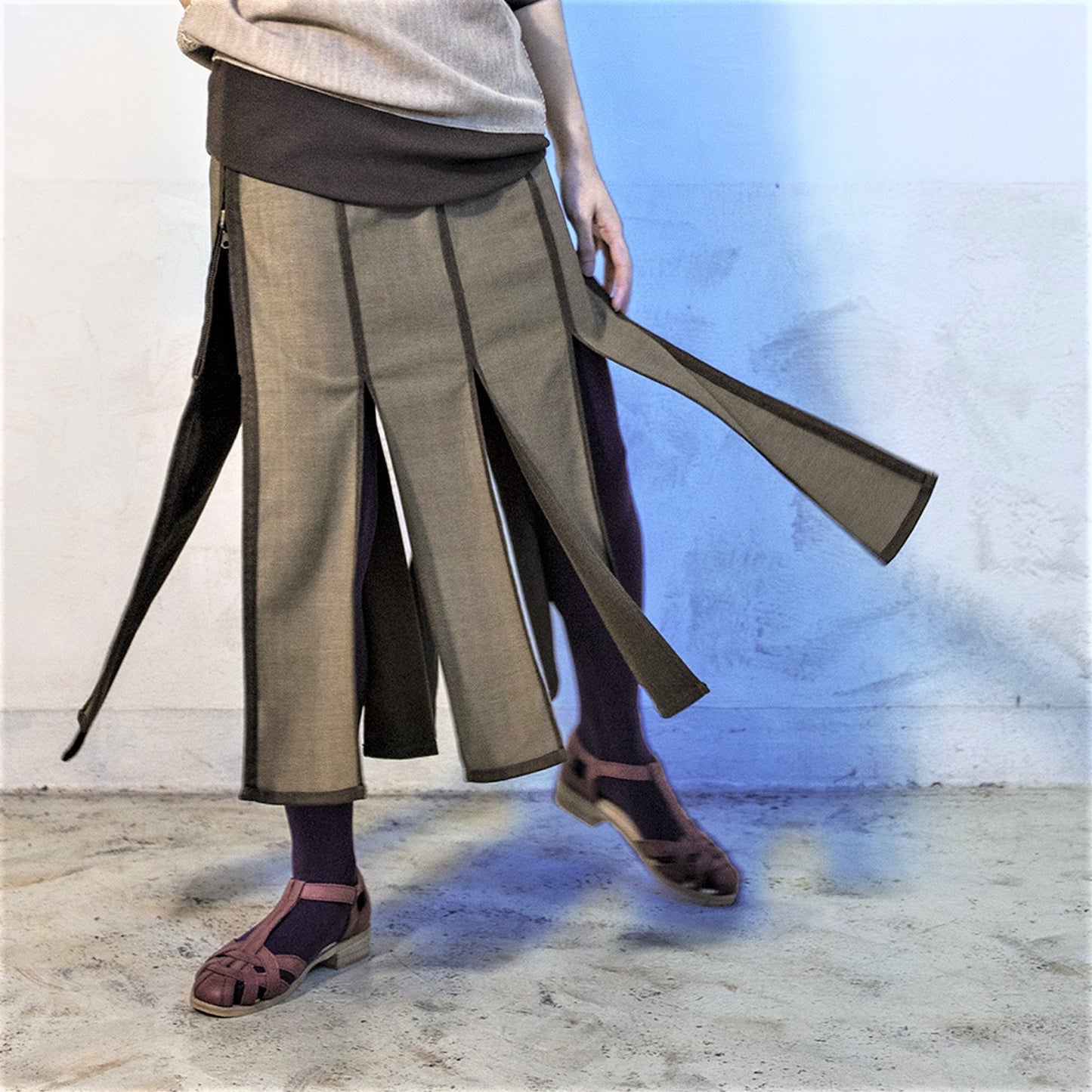 Original reversible cotton spandex 8 panels ladies skirt