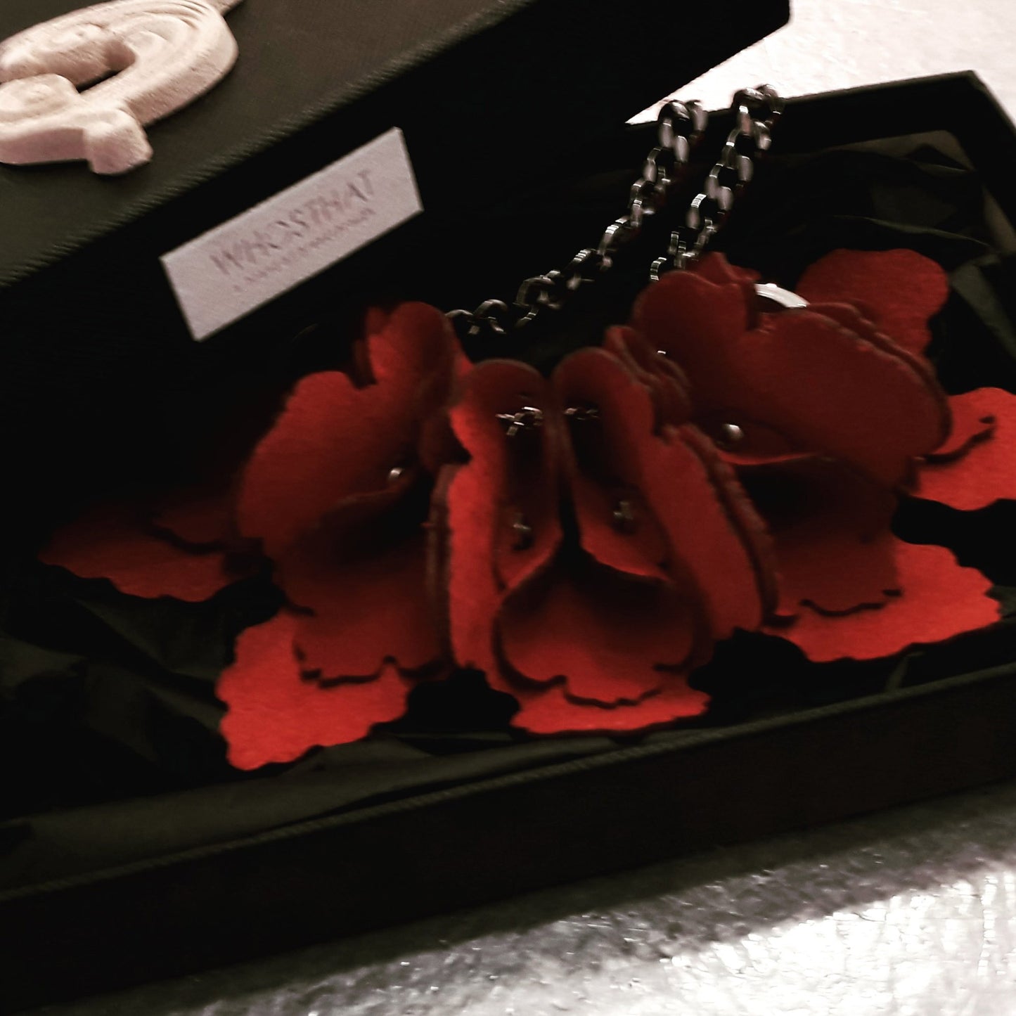 Original handmade flower petal micro fiber suede necklace