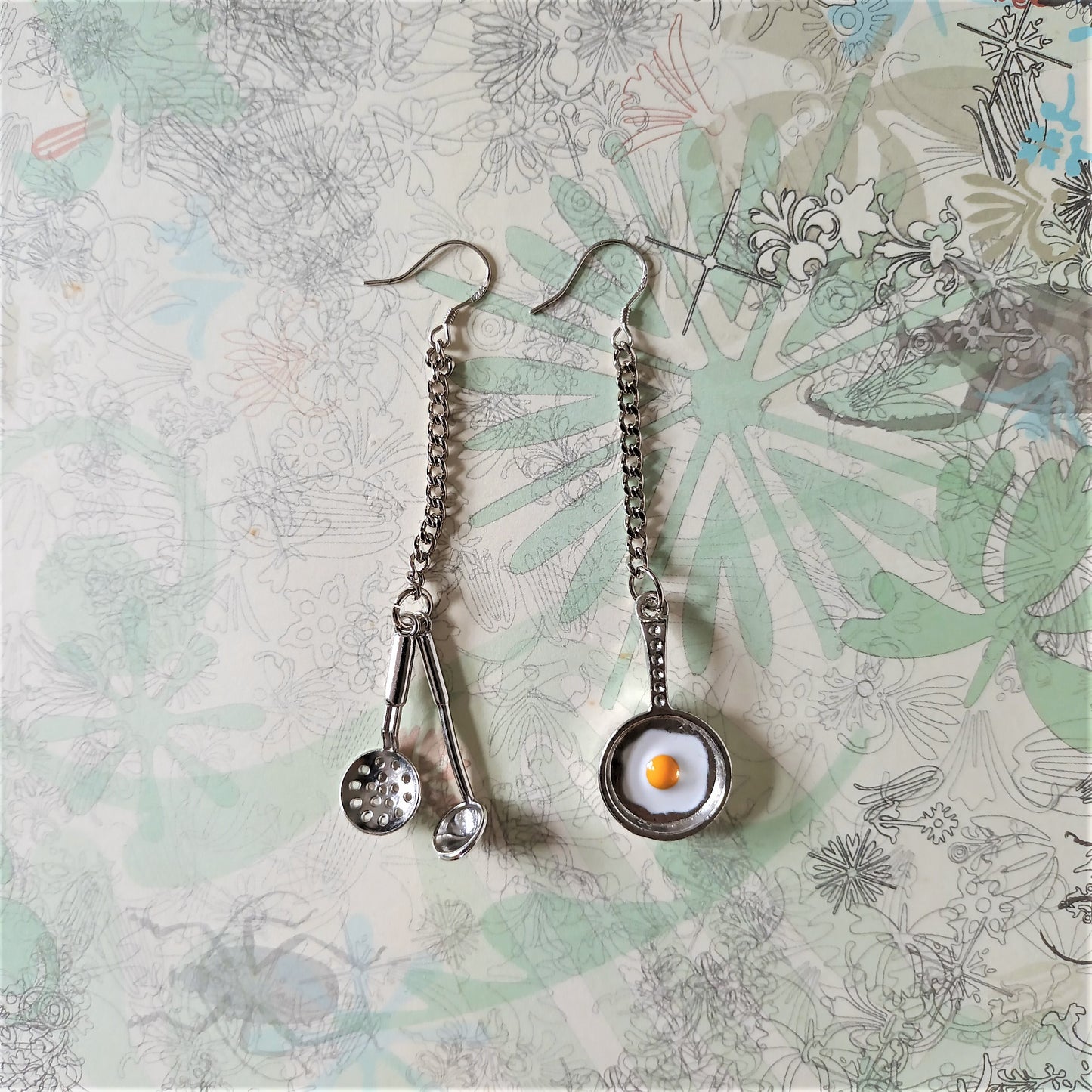 Playful Pick & Pair miniature kitchen gadgets 925silver earrings ear pins