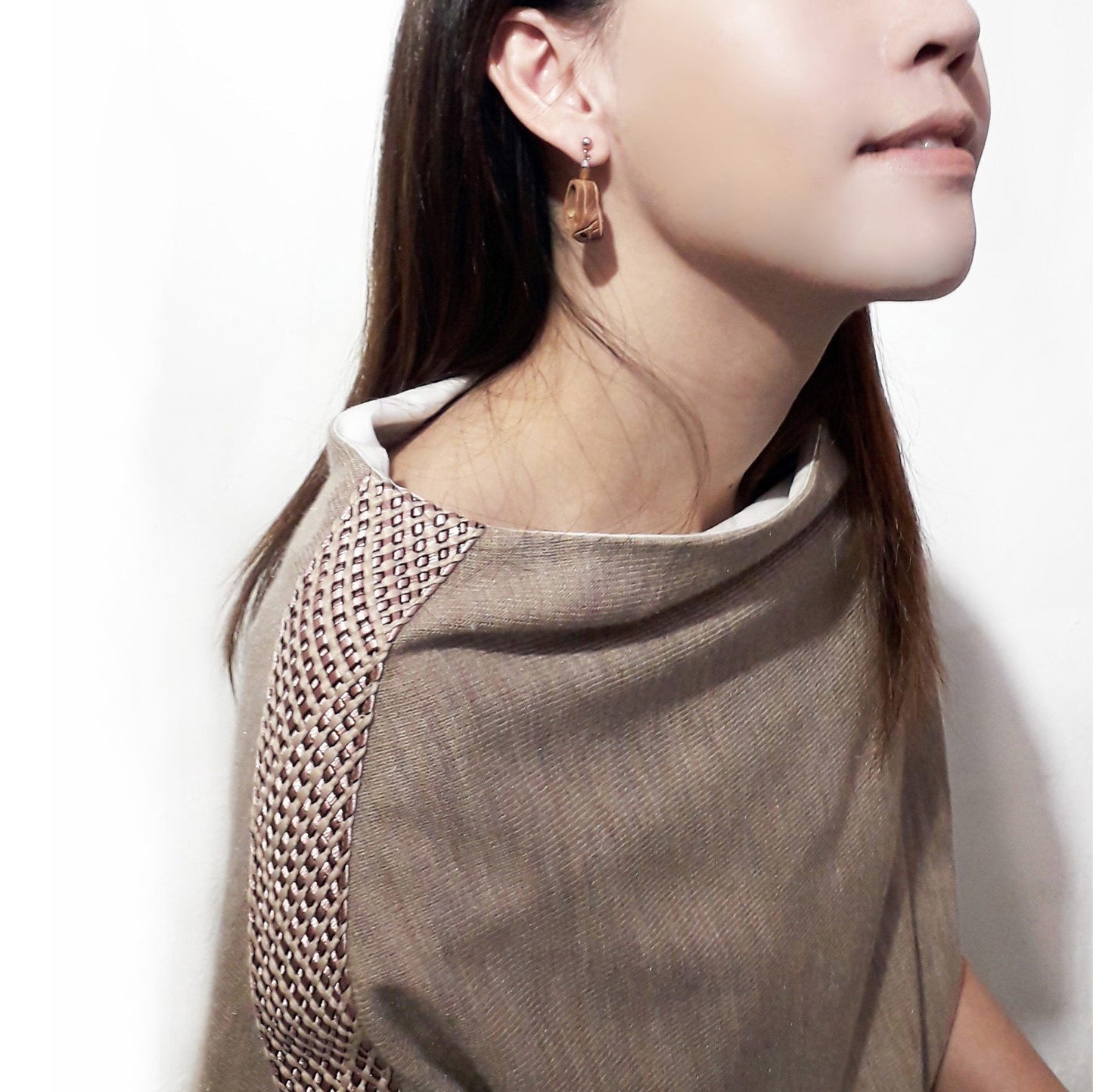 Red sandal wood 925 silver ear pins New Oriental earrings collection