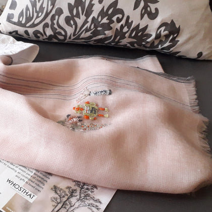 Hand Embroidery Pure Cashmere Scarf