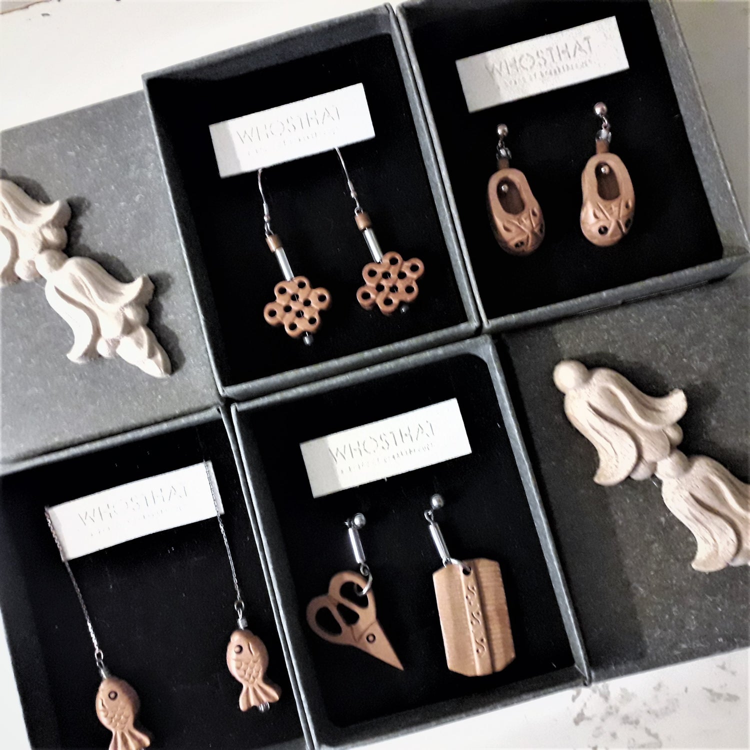 Crafted Peachwood 925silver earrings