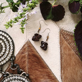 Aromatic Red Sandalwood crafted Chinese Rabbit, 925 Silver Earrings
