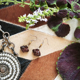 Aromatic Red Sandalwood crafted Chinese Rabbit, 925 Silver Earrings