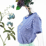 百搭簡约手縫玻璃珠/黑珠圖案條子無側縫T恤