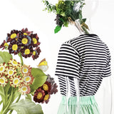 百搭簡约手縫玻璃珠/黑珠圖案條子無側縫T恤