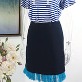 日本面料 精工棉彈力皺褶裙腳直身全裡洋裝半裙