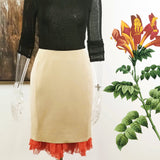 日本面料 精工棉彈力皺褶裙腳直身全裡洋裝半裙