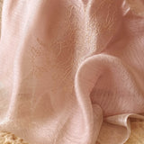 手工刺繡百搭真絲羊毛長薄圍巾 -  玉蘭花的遊樂場