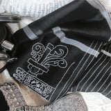 All seasons silk wool hand embroidery sheer scarf - Bucket arch