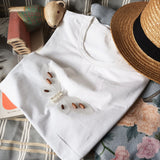 Hand stitch butterfly basic straight cut high end smart casual ladies cotton tee