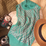 可水洗防起球羊毛雙色扭花圖案個性時尚剪裁企領春夏背心