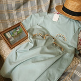 Creative  hand stitch wood beads basic straight cut high-end smart casual cotton tee