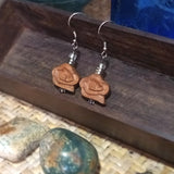 *擴香糸列* 桃木祥雲木刻925純銀鍍玫瑰金耳環 自選香味 連禮盒