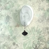 Aromatic ebony crafted auspicious cloud 925 silver ear pins