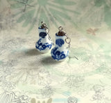 *小人國糸列* 仿中式青花小花瓶耳環 925純銀耳針耳環 連禮盒