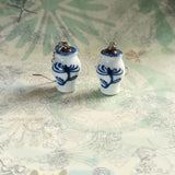 *小人國糸列* 仿中式青花小花瓶耳環 925純銀耳針耳環 連禮盒