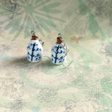 *小人國糸列* 仿中式青花小花瓶耳環 925純銀耳針耳環 連禮盒