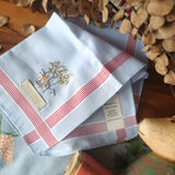 High-end hand embroidery pure cotton handkerchief pocket square (Free Hand Stitch Lettering)