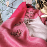 Super fine hand embroidery bubble eyes goldfish 300s pure cashmere big scarf