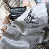 Hand embroidery angelfish pattern 300 super fine pure cashmere grey scarf
