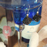 Pair of sterling silver ear wire drop earrings  with delicate black sandal wood crafted Chinese lucky cloud form is an aroma diffuser