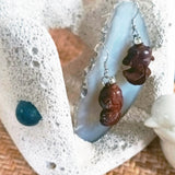 Pair of red sandal wood crafted mini chinese style lucky goldfish 925 sterling silver ear wire drop earrings 