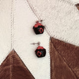 Pair of interesting silver earrings carry a doll size Chinese traditional sealed wine pot, have Chinese calligraphy "wine" write on the surface