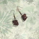 Pair of mini red sandal wood crafted Chinese rabbit 925 silver ear wire dangle earrings diffuse fragrance 