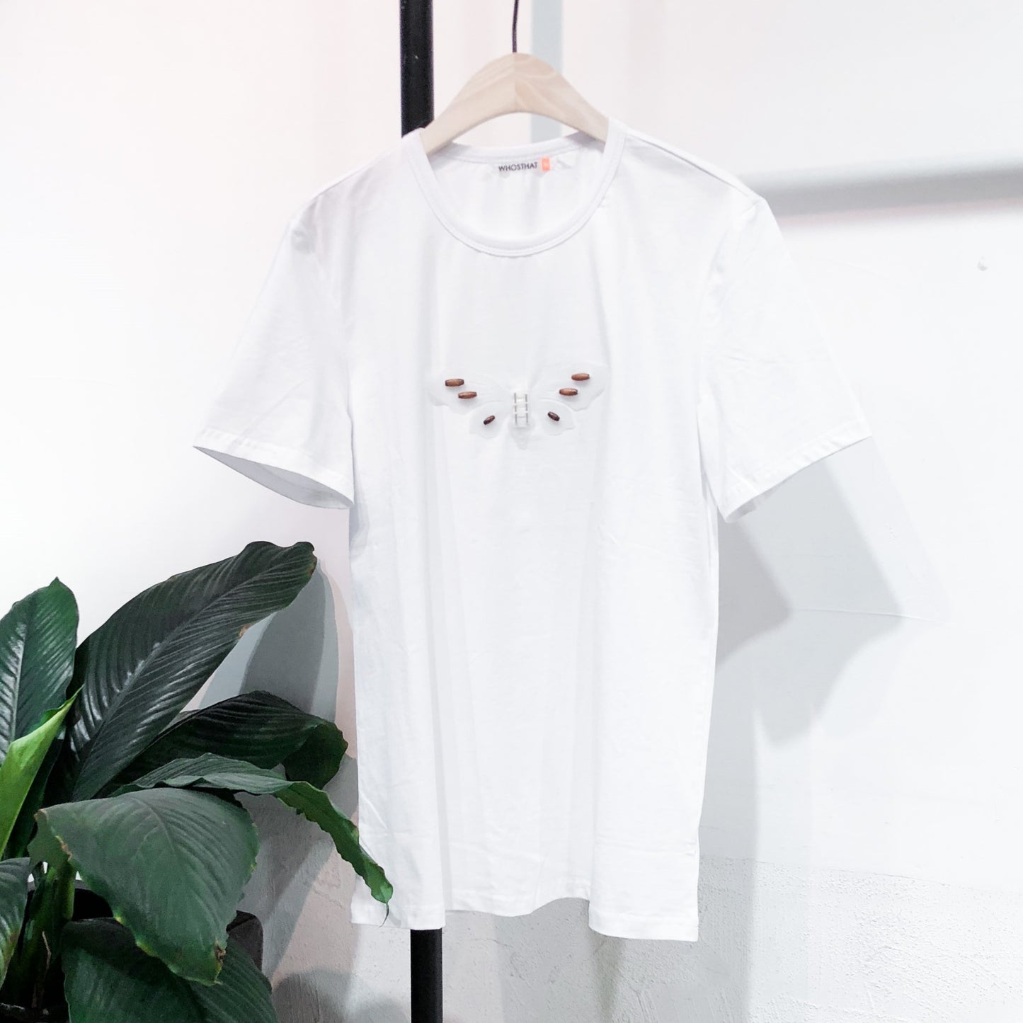 百搭手縫立體蝶圖案簡約直身棉彈高端 smart casual TEE