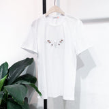 Hand stitch butterfly basic straight cut high end smart casual ladies cotton tee