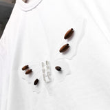 Hand stitch butterfly basic straight cut high end smart casual ladies cotton tee