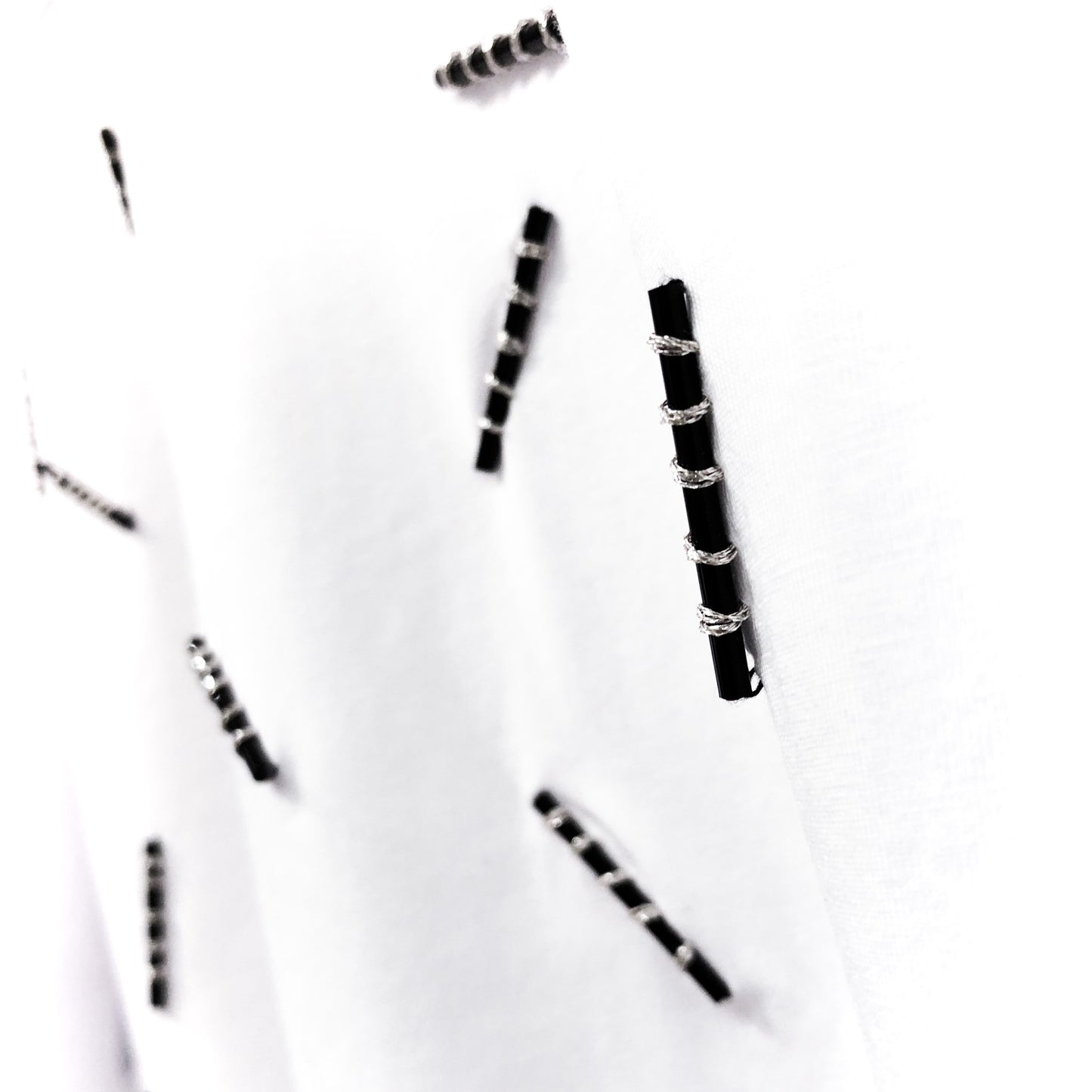 Hand stitch tube bead straight cut high end smart casual cotton tee