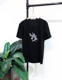 百搭手縫玻璃管/黑管圖案簡約直身棉彈高端 smart casual TEE