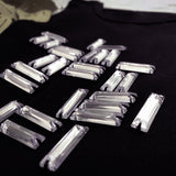 百搭手縫玻璃管/黑管圖案簡約直身棉彈高端 smart casual TEE