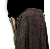 墨綠色棉質通花蕾絲側插袋百搭闊擺半裙