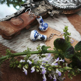 *Miniature Series* Chinese Blue & White Mini Vase 925 Silver Earrings
