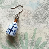 *小人國糸列* 仿中式青花小花瓶耳環 925純銀耳針耳環 連禮盒