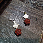 Red sandal wood 925 silver ear pins New Oriental earrings collection
