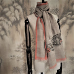 Hand embroidery pure 300s super fine cashmere scarf - Hong Kong Chi Lin Nunnery