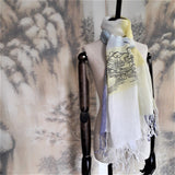All seasons space observation line art embroidery pure linen scarf