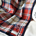 Hand embroidery pure cotton plaid handkerchief pocket square